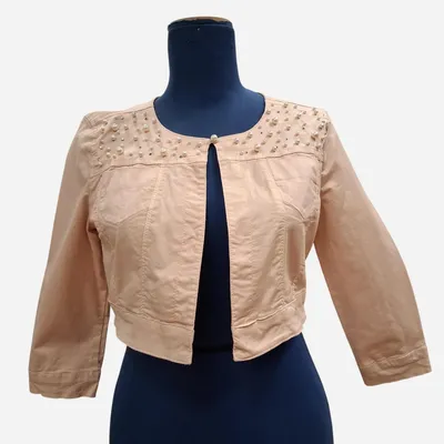 Giacca corta Riascimento Jeans, tg M, color rosa salmone chiaro