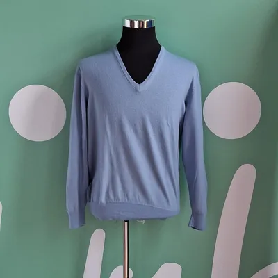 Pullover uomo Zegna Baruffa, taglia M,, colore azzurro carta da zucchero