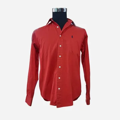 Camicia Ralph Lauren, taglia L, color rosso, composta al 100% in cotone