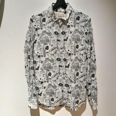 Camicia Ghedini, tg M, color bianco con stampa nera