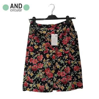 Gonna vintage floreale, etichetta non presente, presumibilmente una tg M, multicolor con pois