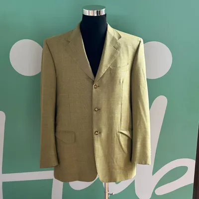 Blazer vintage, Pierre Cardin, Color Verde e Giallo, taglia assente, ma a vista sembra essere  una L, composizione manca