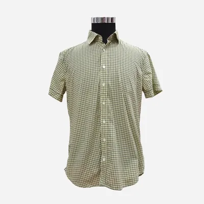 Camicia Benetton, tg L, a quadretti verdi gialli e bianchi