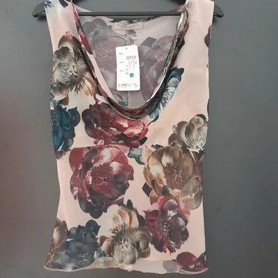 Blusa a fiori, modello a canotta, marca Rinascimento, taglia XS