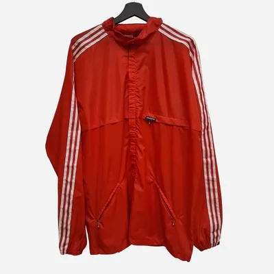 Giacca sportiva da uomo, Adidas, taglia L, colore Rosso acceso e Bianco