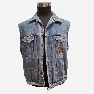 Smanicato Vintage in jeans marcato Swinger, tg L, colore blu "sporco"