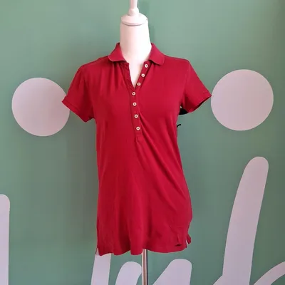 T-shirt polo a tinta unita di colore rosso, Taglia S, marca Polo