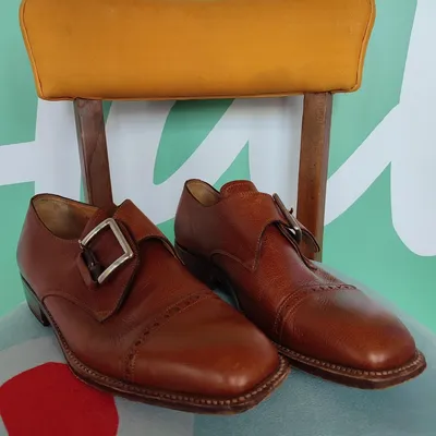 Scarpe eleganti in cuoio, tg 40, colore marrone, chiusura con fibbia