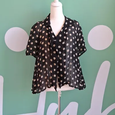 Blusa Agnona per Sgargi Bologna-Cortina, taglia M, colore nero a pois avorio
