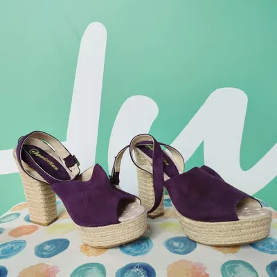 Espadrilles Horas, tg 41, colore viola, chiusura con cinturino, scamosciate